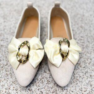 Women's Cream and Tan Loafers